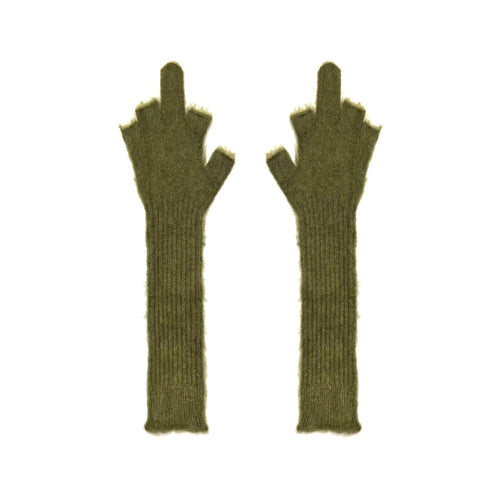 Fuzzy Knit Glove - [MOSS]